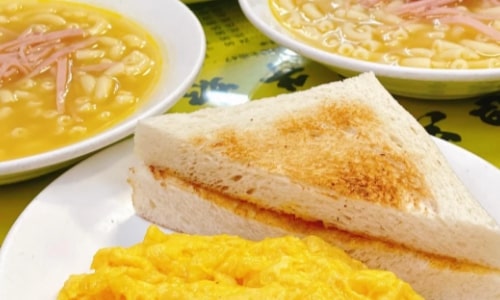 macaroni with ham and egg